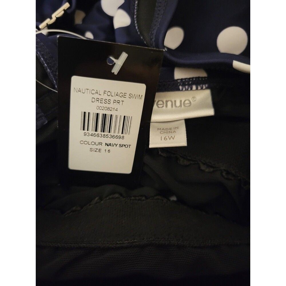 Avenue Polk-A-Dot Halter Swim Dress 16W Navy - Picture 5 of 6